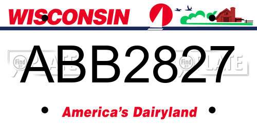 ABB2827 Wisconsin License Plate