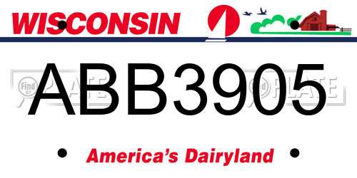 ABB3905 Wisconsin License Plate