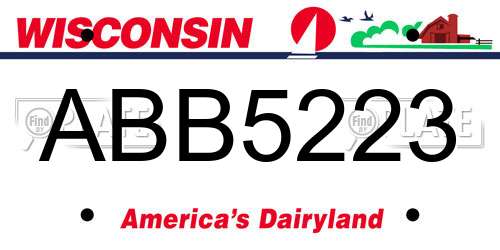 ABB5223 Wisconsin License Plate