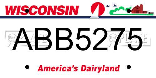 ABB5275 Wisconsin License Plate