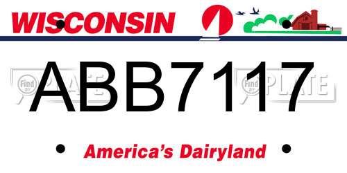 ABB7117 Wisconsin License Plate