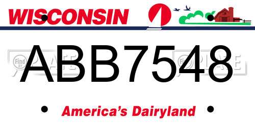 ABB7548 Wisconsin License Plate