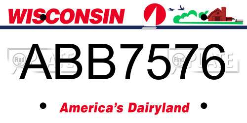 ABB7576 Wisconsin License Plate
