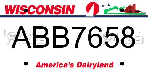 ABB7658 Wisconsin License Plate