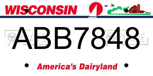 ABB7848 Wisconsin License Plate