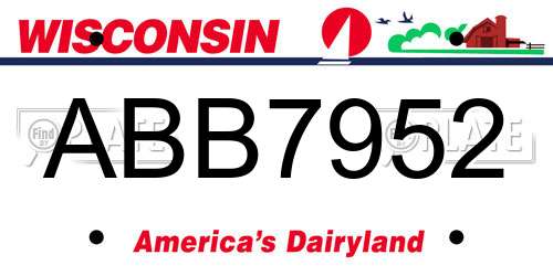 ABB7952 Wisconsin License Plate