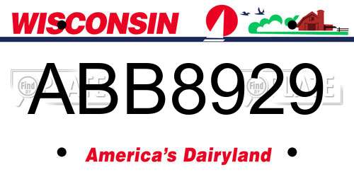 ABB8929 Wisconsin License Plate