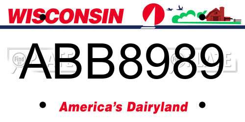 ABB8989 Wisconsin License Plate