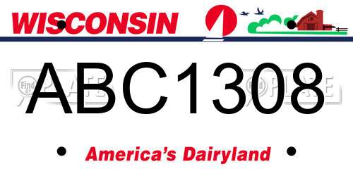 ABC1308 Wisconsin License Plate