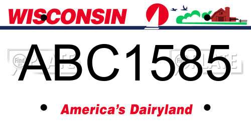 ABC1585 Wisconsin License Plate