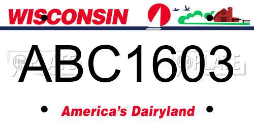 ABC1603 Wisconsin License Plate