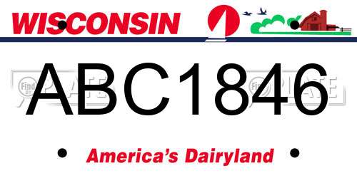 ABC1846 Wisconsin License Plate