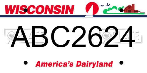 ABC2624 Wisconsin License Plate
