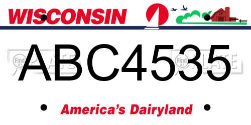 ABC4535 Wisconsin License Plate