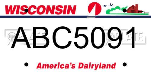 ABC5091 Wisconsin License Plate