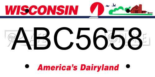 ABC5658 Wisconsin License Plate