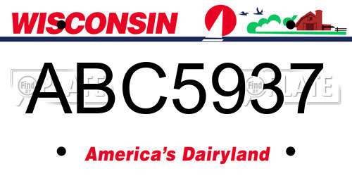 ABC5937 Wisconsin License Plate