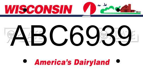 ABC6939 Wisconsin License Plate