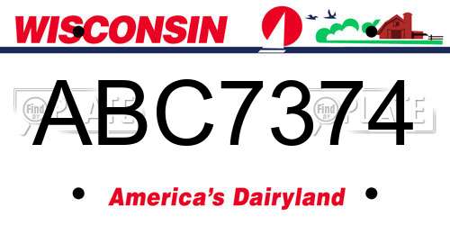 ABC7374 Wisconsin License Plate