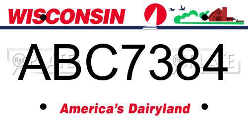 ABC7384 Wisconsin License Plate
