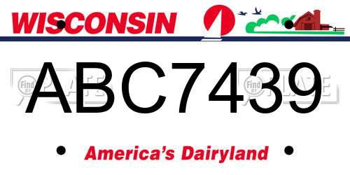 ABC7439 Wisconsin License Plate