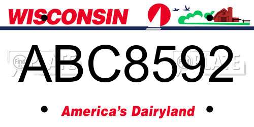ABC8592 Wisconsin License Plate