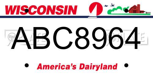 ABC8964 Wisconsin License Plate