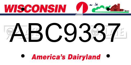 ABC9337 Wisconsin License Plate