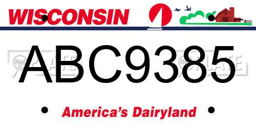 ABC9385 Wisconsin License Plate
