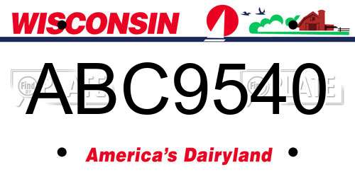 ABC9540 Wisconsin License Plate