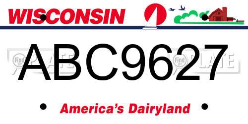 ABC9627 Wisconsin License Plate