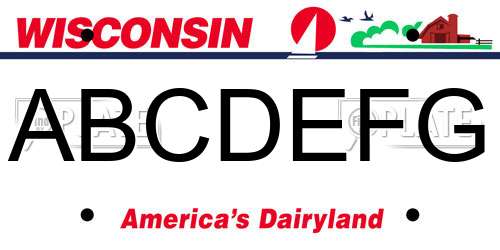 ABCDEFG Wisconsin License Plate