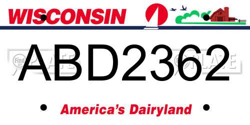 ABD2362 Wisconsin License Plate