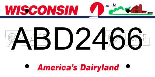 ABD2466 Wisconsin License Plate