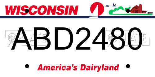 ABD2480 Wisconsin License Plate