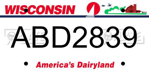 ABD2839 Wisconsin License Plate
