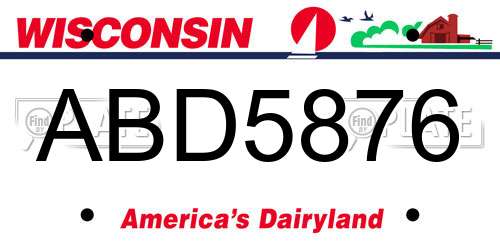 ABD5876 Wisconsin License Plate