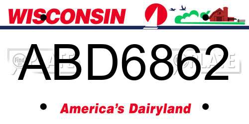 ABD6862 Wisconsin License Plate