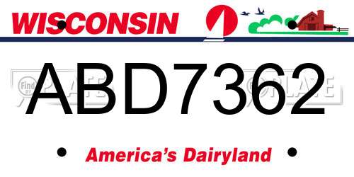 ABD7362 Wisconsin License Plate