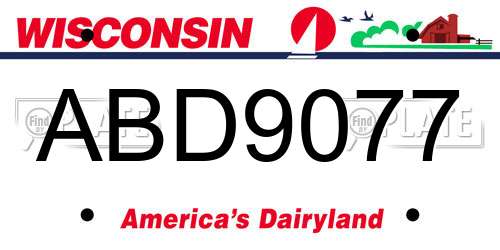 ABD9077 Wisconsin License Plate