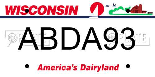 ABDA93 Wisconsin License Plate
