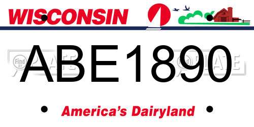 ABE1890 Wisconsin License Plate