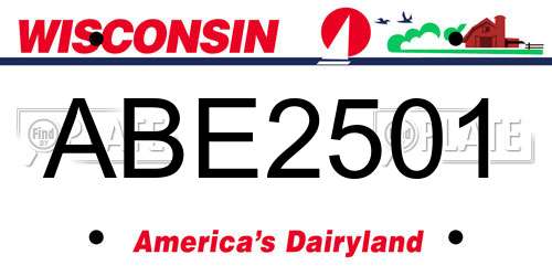 ABE2501 Wisconsin License Plate