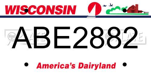 ABE2882 Wisconsin License Plate