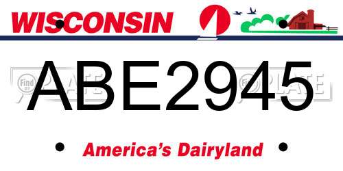 ABE2945 Wisconsin License Plate