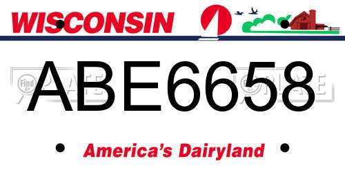 ABE6658 Wisconsin License Plate
