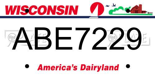 ABE7229 Wisconsin License Plate