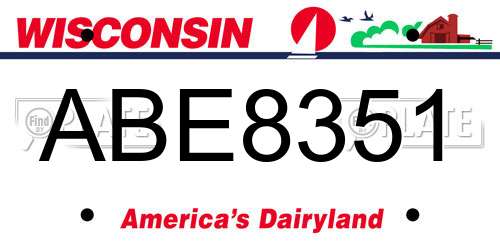 ABE8351 Wisconsin License Plate