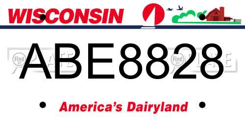 ABE8828 Wisconsin License Plate