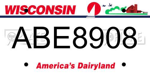 ABE8908 Wisconsin License Plate